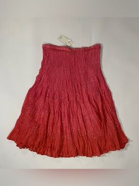 NWT Y2K Studio Spa Pink Ombré Metallic Tiered Midi Skirt